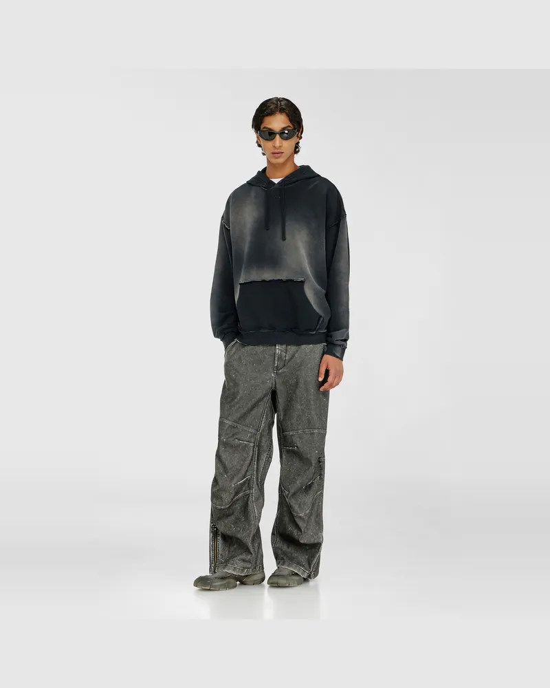 Diesel Verblasster Baumwoll-Hoodie mit ausgefransten Details - Sweatshirts - Herren - Bunt Bunt