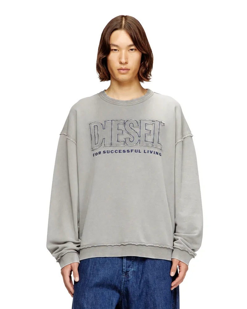Diesel Baumwoll-Sweatshirt mit appliziertem Logo - Sweatshirts - Herren - Grau Grau
