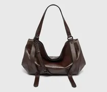 D-One - Mittelgroße Henkeltasche aus Leder - Handtaschen - Unisex - Braun