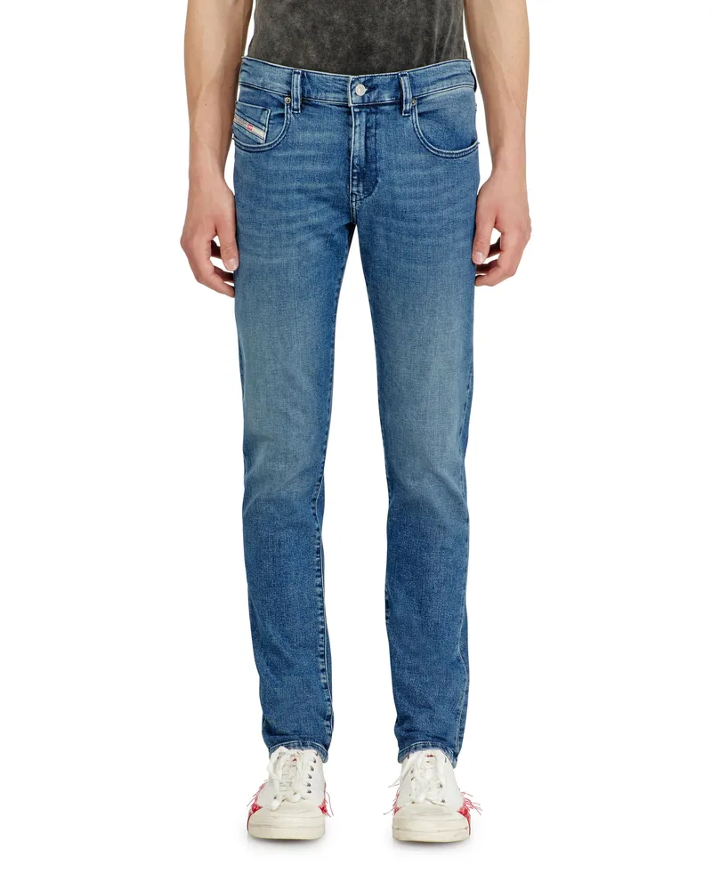 Diesel Slim Jeans Regular Waist 2019 D-Strukt, Mittelblau, Reißverschluss Blau