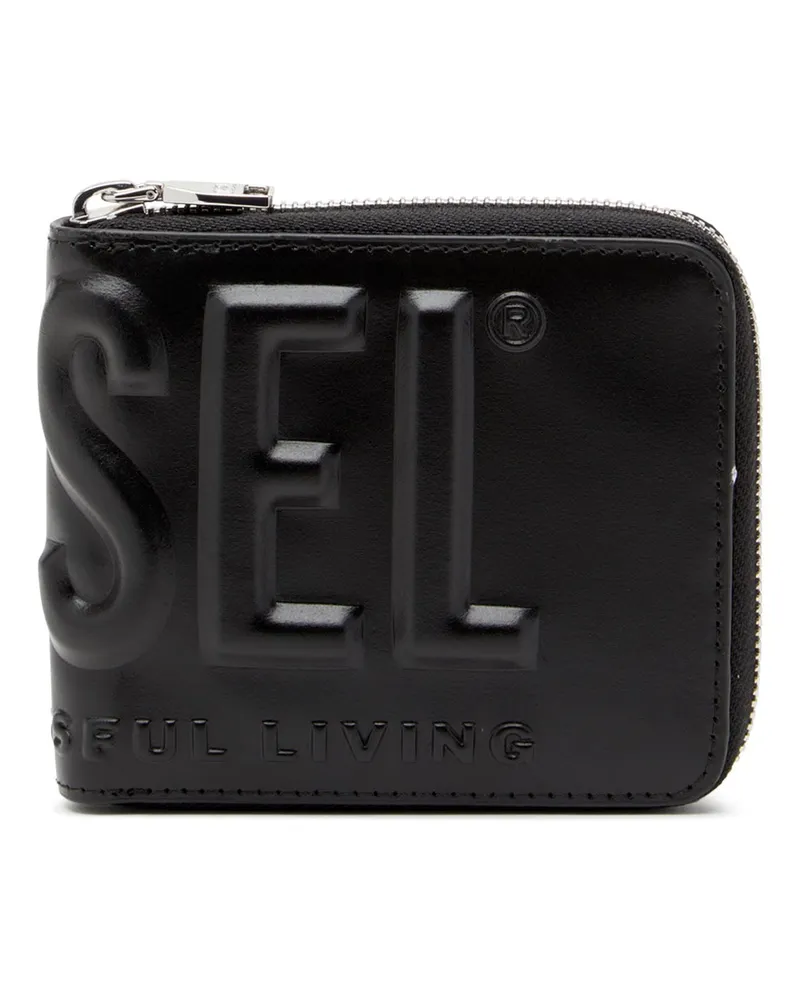 Diesel Portemonnaie aus Leder mit Reißverschluss und Logo-Prägung - Kleine Portemonnaies - Herren - Schwarz Schwarz