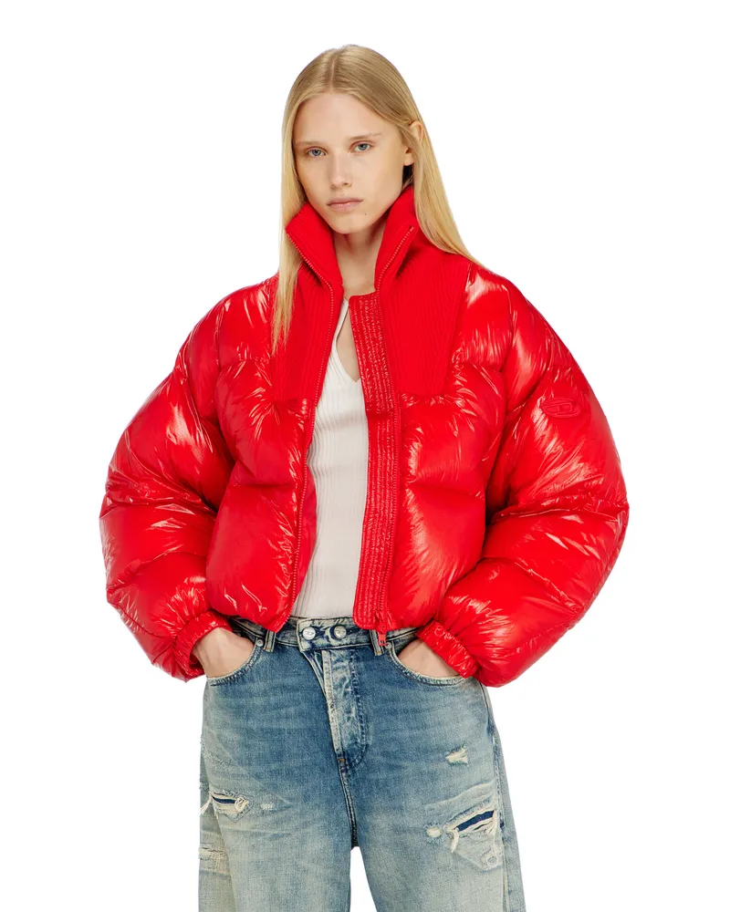 Diesel Daunen-Steppjacke aus Ripstop mit Strickkragen - Winterjacken - Damen - Rot Rot