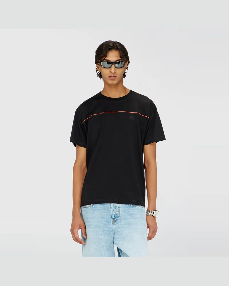 Diesel T-Shirt mit kontrastierenden Paspeln - T-Shirts - Herren - Schwarz Schwarz