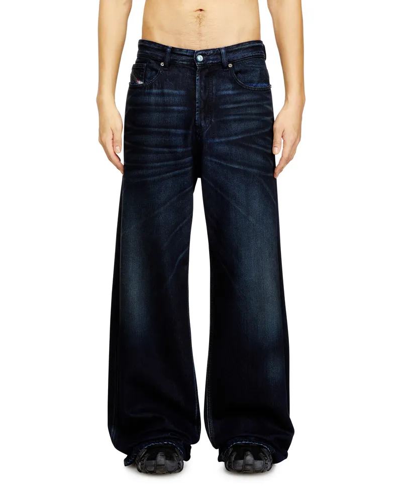 Diesel Relaxed Jeans Low Waist D-Rise, Dunkelblau, Knopfverschluss Blau