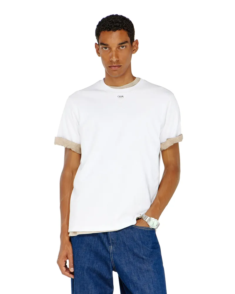Diesel Reguläres T-Shirt mit Rundhalsausschnitt und ovalem D - T-Shirts - Herren - Weiss Weiss