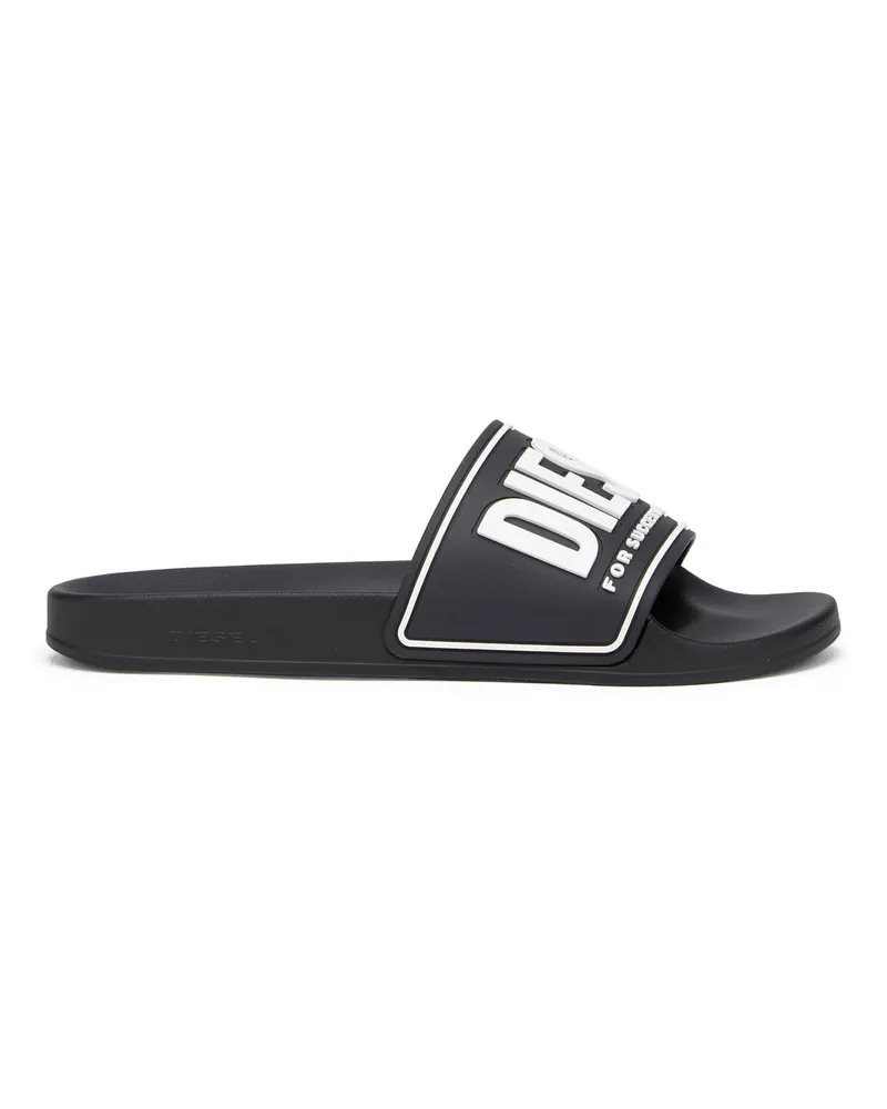 Diesel Sa-Mayemi-Badeschlappen mit 3D-Logo - Pantoletten - Herren - Schwarz Schwarz
