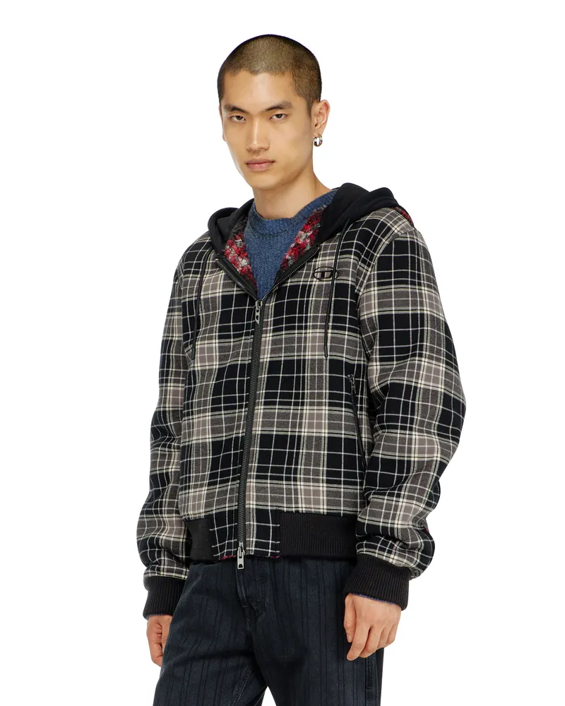 Diesel Karo - Karo-bomberjacke mit flanellmuster und teddyfutter - Winterjacken - Herren - Bunt Bunt