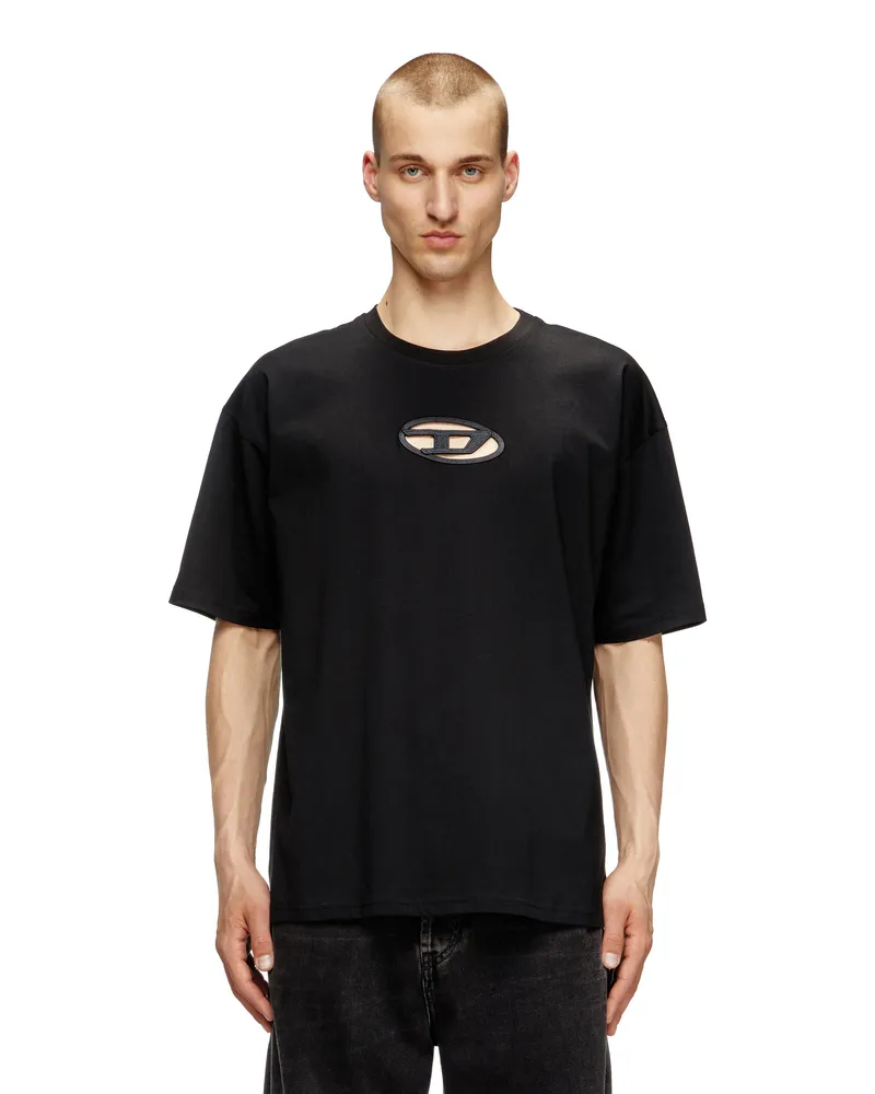 Diesel T-Shirt mit Oval D-Stickerei - T-Shirts - Unisex - Schwarz Schwarz