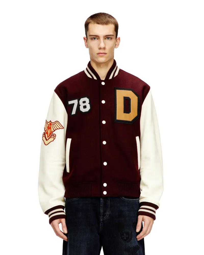 Diesel Varsity-Jacke aus Wolle und Leder - Lederjacken - Herren - Bunt Bunt