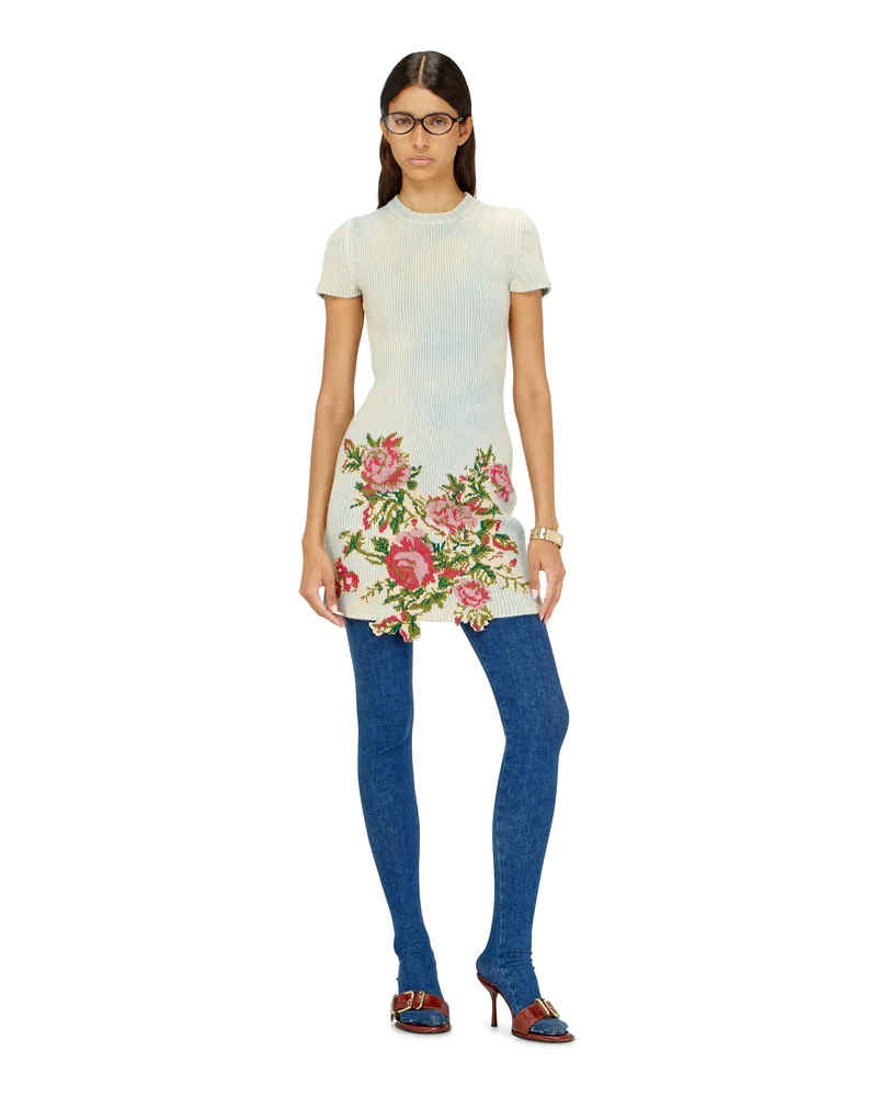 Diesel Kurzes Kleid aus Wollmischung mit Blumenmuster - Kleider - Damen 
