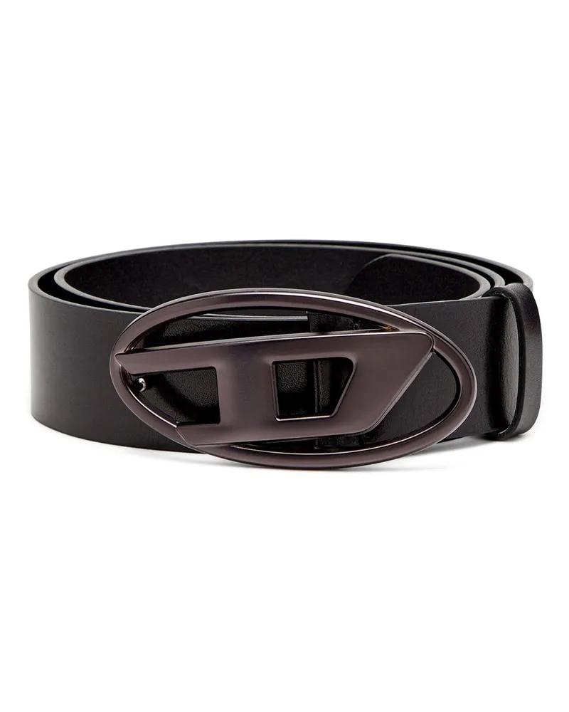 Diesel 3.9cm Gürtel aus Leder mit Metallic-Oval D-Schnalle - Gürtel - Unisex - Schwarz Schwarz