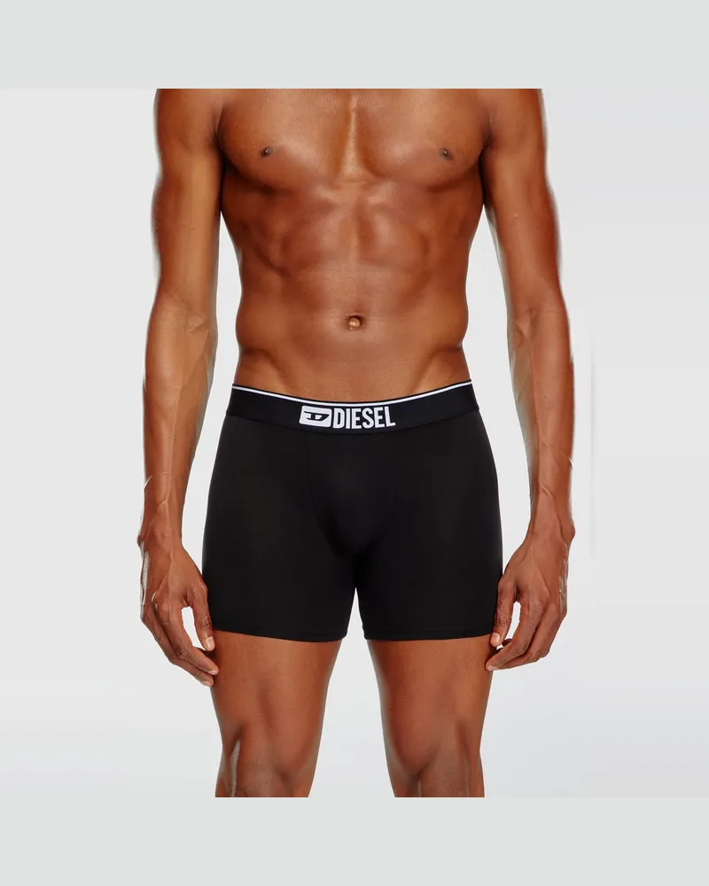 Diesel Einfarbige, lange Retropants im Dreierpack - Boxershorts - Herren - Schwarz Schwarz