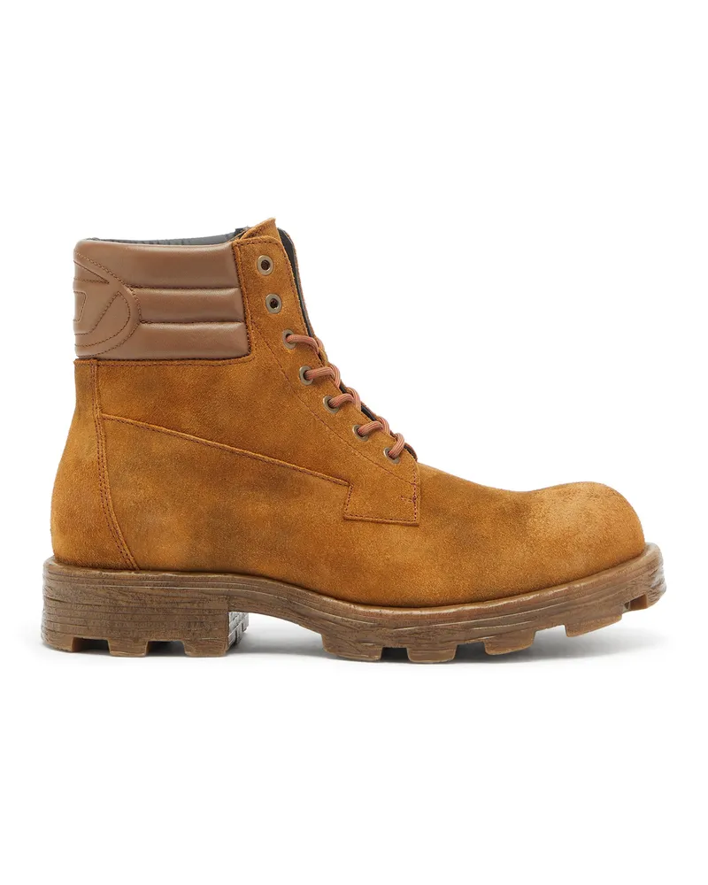 Diesel D-Hammer - Combat-Boots aus Veloursleder und Leder - Stiefel - Herren - Braun Braun