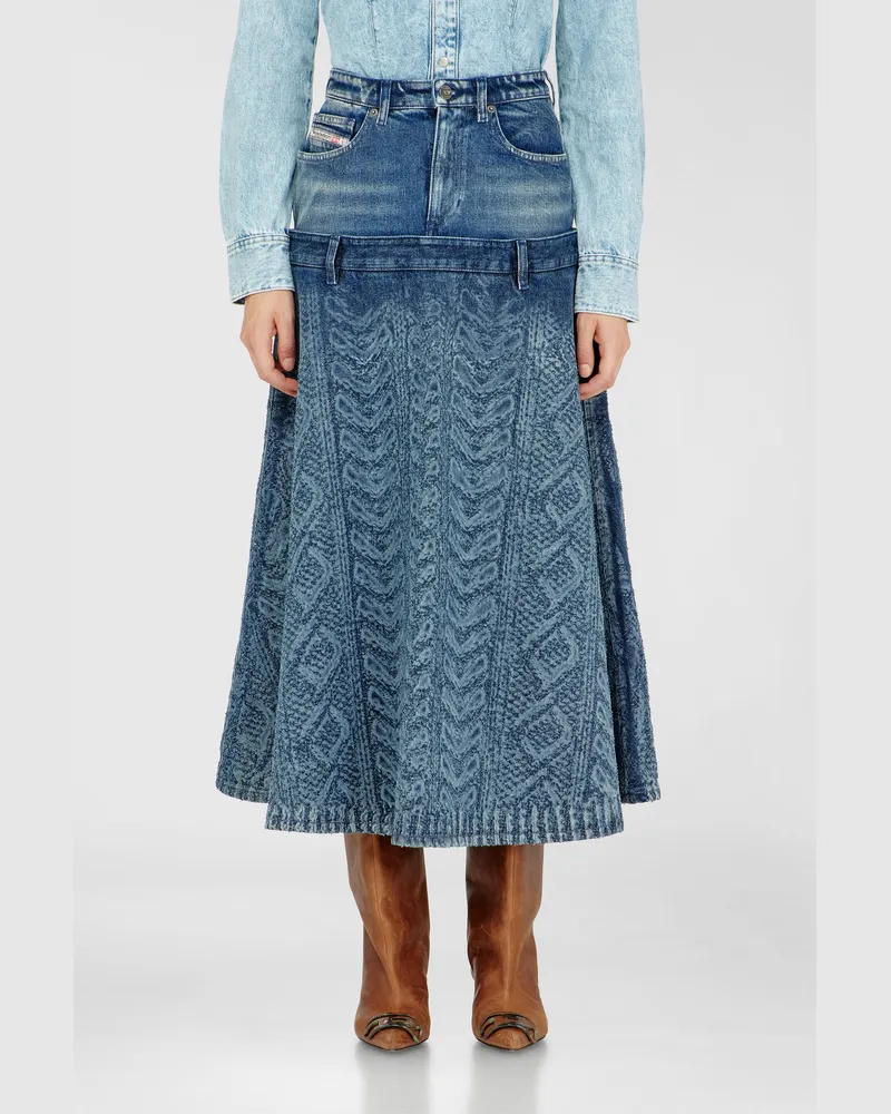 Diesel Midi-Rock aus Denim mit Zopfmuster-Effekt - Röcke - Damen - Blau Blau