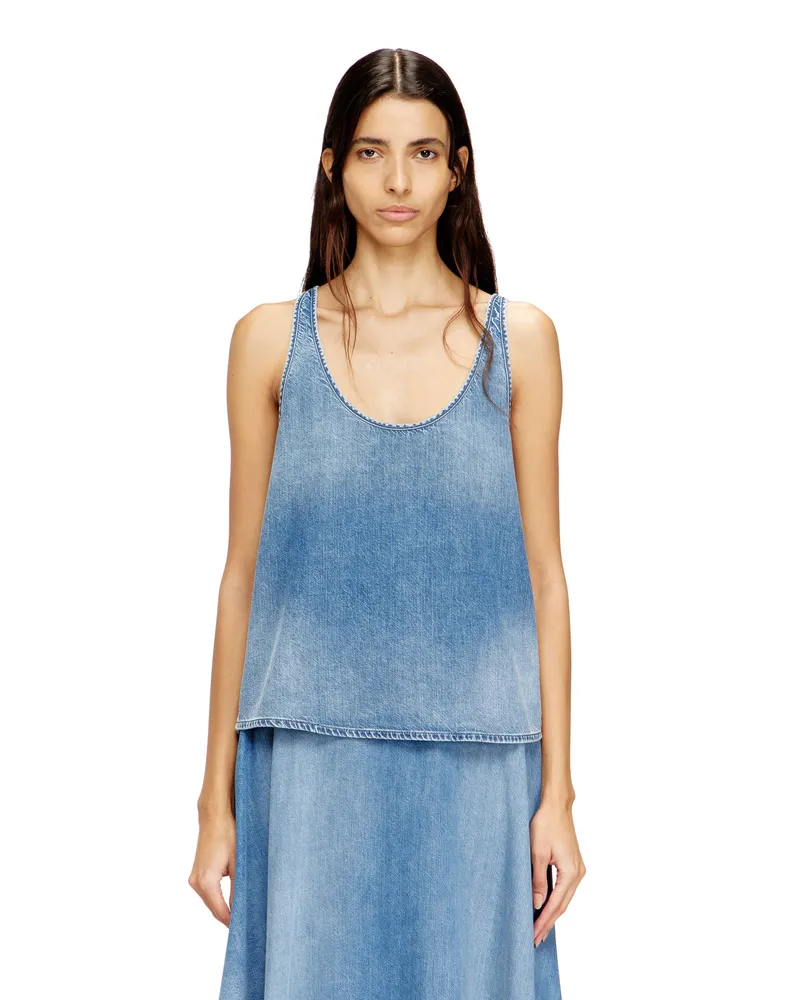 Diesel Top aus leichtem stonewashed Denim - Oberteile - Damen - Blau Blau