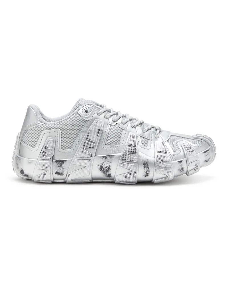 Diesel Metallic-Sneakers aus Mesh und PU - Sneakers - Herren - Silber Silber
