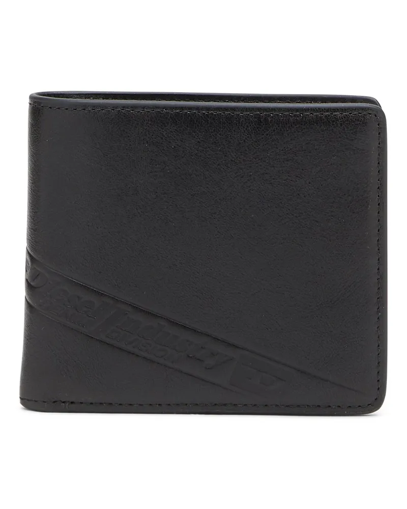 Diesel Zweifach gefaltete Lederbrieftasche mit geprägtem Logo - Kleine Portemonnaies - Herren - Schwarz Schwarz