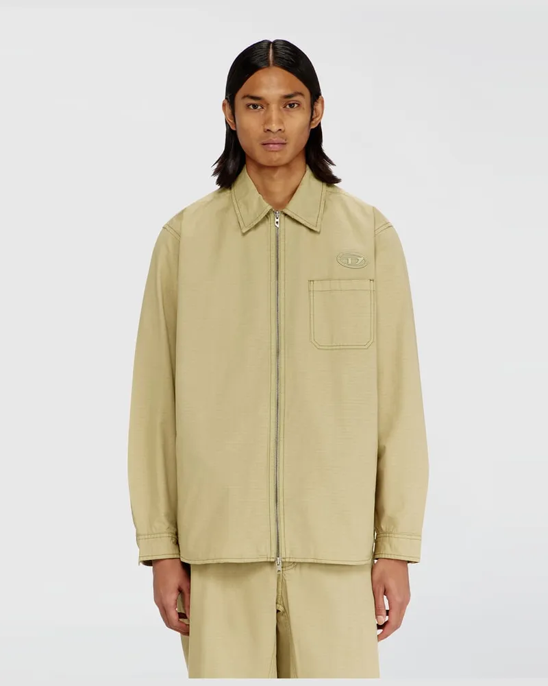 Diesel Ripstop-Hemd mit Reißverschluss - Hemden - Herren - Beige Beige