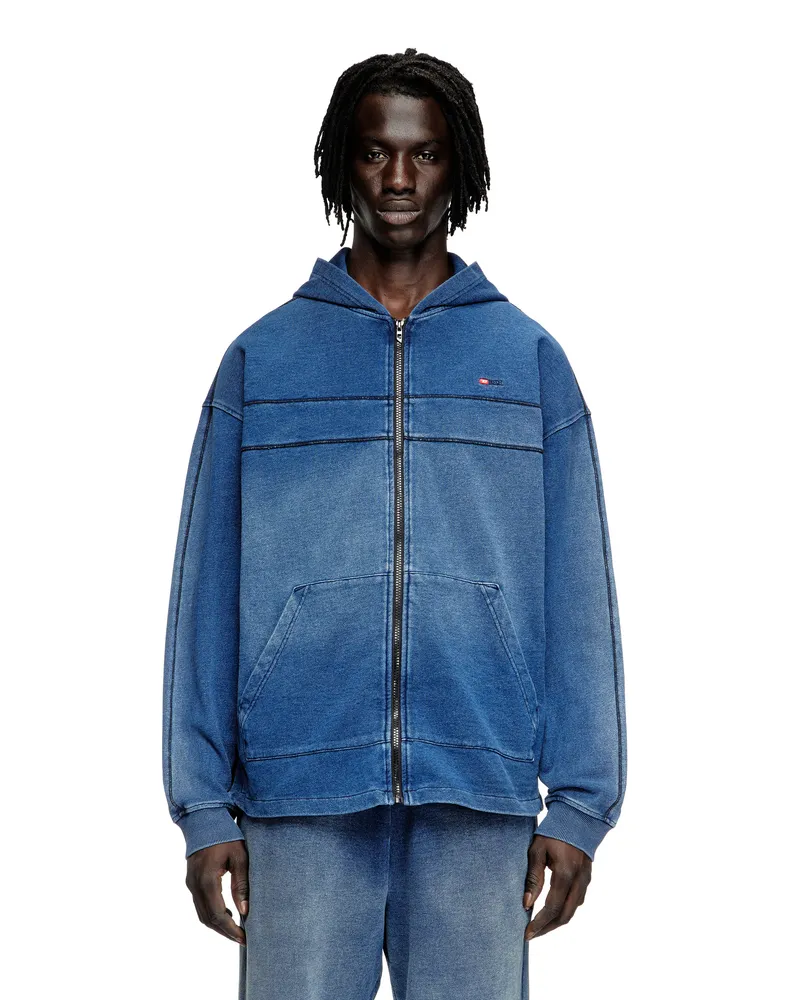 Diesel Kapuzenpullover aus Jersey im Denim-Look - Sweatshirts - Herren - Blau Blau