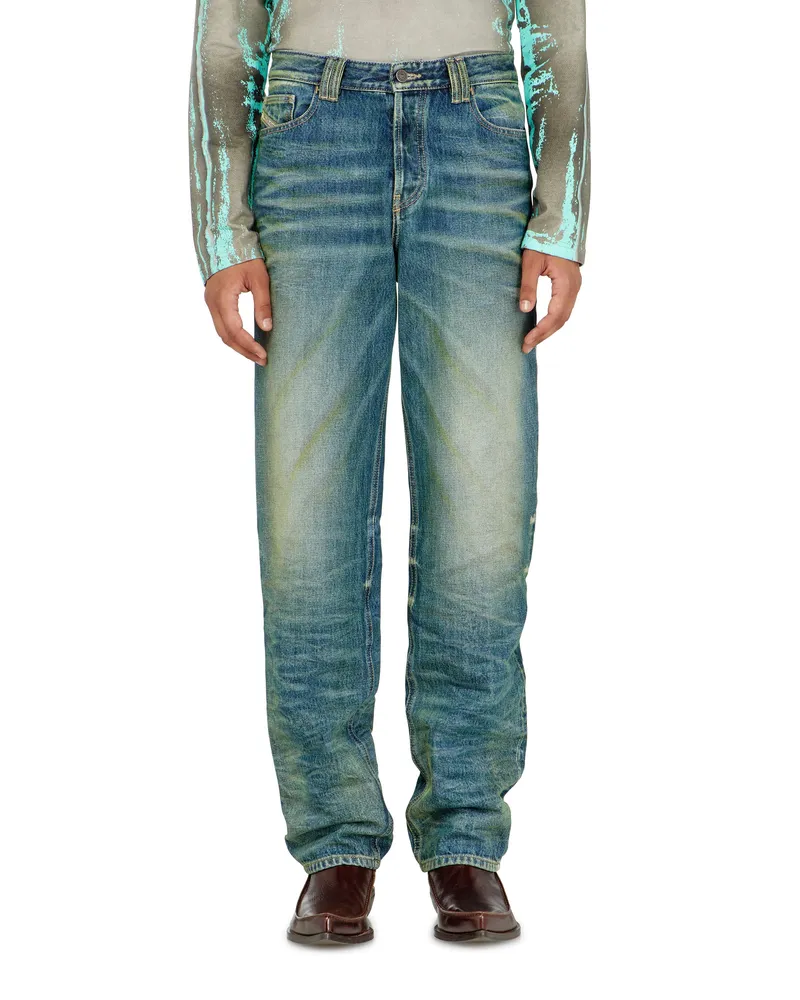 Diesel Regular Jeans High Waist 1991 D-Voeed, Farbig, Knopfverschluss Blau