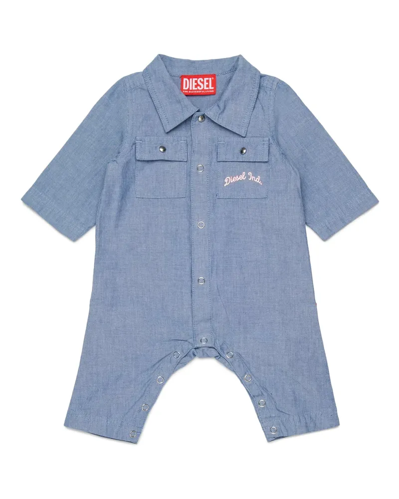 Diesel Baumwoll-Jumpsuit mit bestickten Taschen - Latzhosen - Unisex - Blau Blau