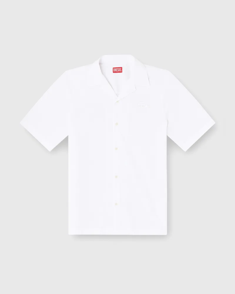 Diesel Stretch-Popeline-Hemd mit Oval-D-Stickerei - Hemden - Herren - Weiss Weiss