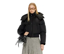 Wrinkled-nylon Daunenjacke mit abnehmbarer Kapuze - Winterjacken - Damen - Schwarz
