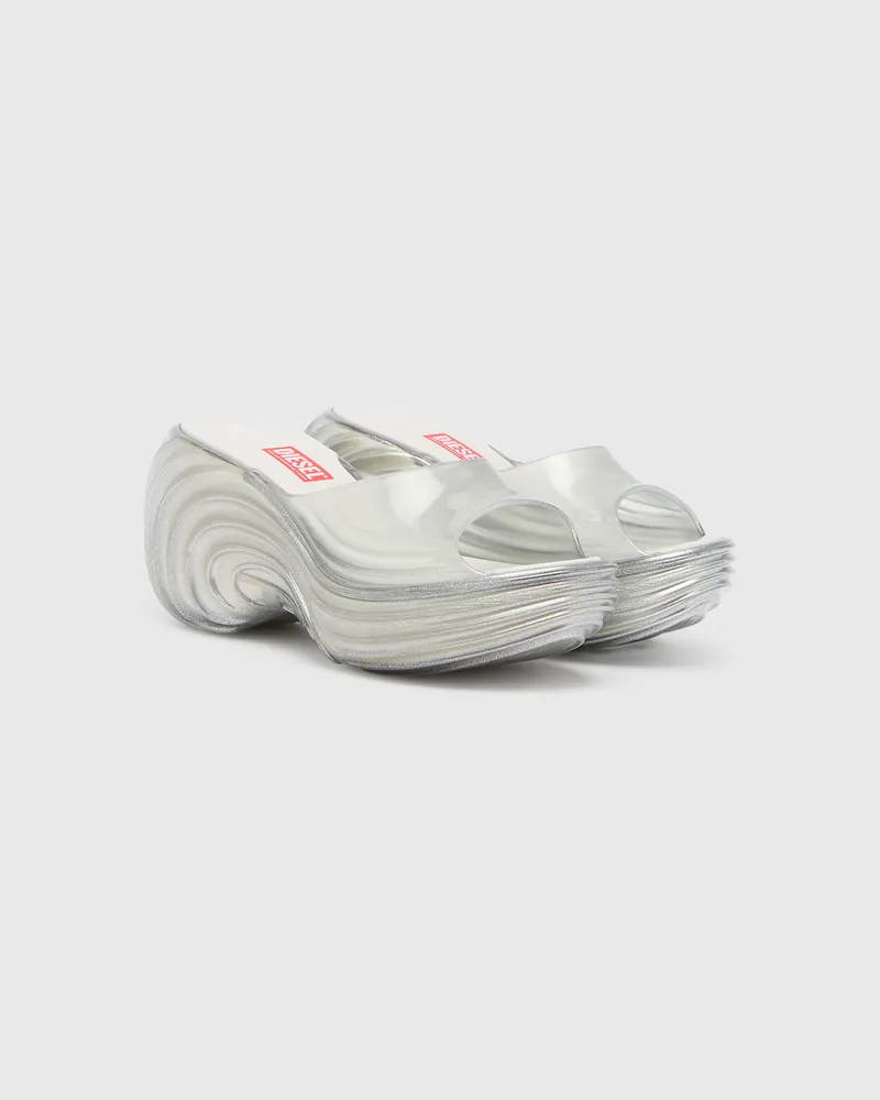 Diesel Plateau-Pantolette aus Melflex - Sandalen - Damen - Silber Silber