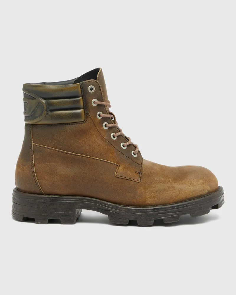 Diesel D-Hammer-Combat Boots aus distressed Veloursleder - Stiefel - Herren - Braun Braun