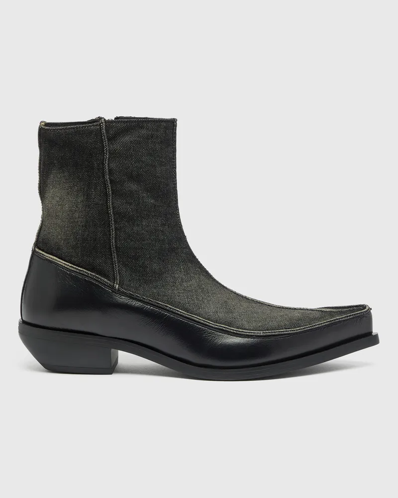 Diesel D-Frido-Westliche Stiefeletten aus Leder und Denim - Stiefel - Herren 