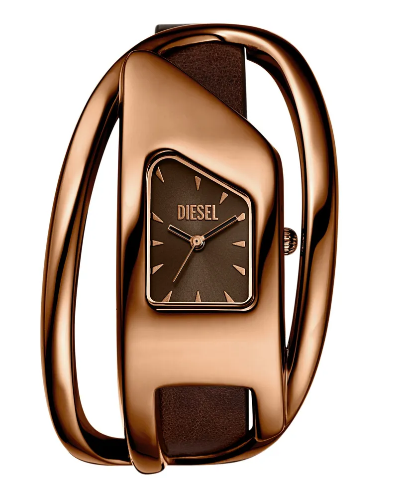 Diesel Wrap-D Armbanduhr aus braunem Leder - Uhren - Damen - Braun Braun