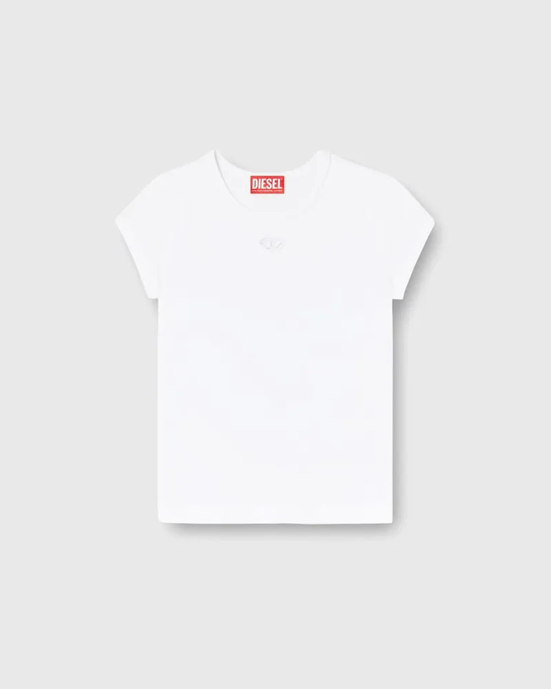Diesel T-Shirt mit ausgeschnittenem, besticktem Logo - T-Shirts - Damen - Weiss Weiss