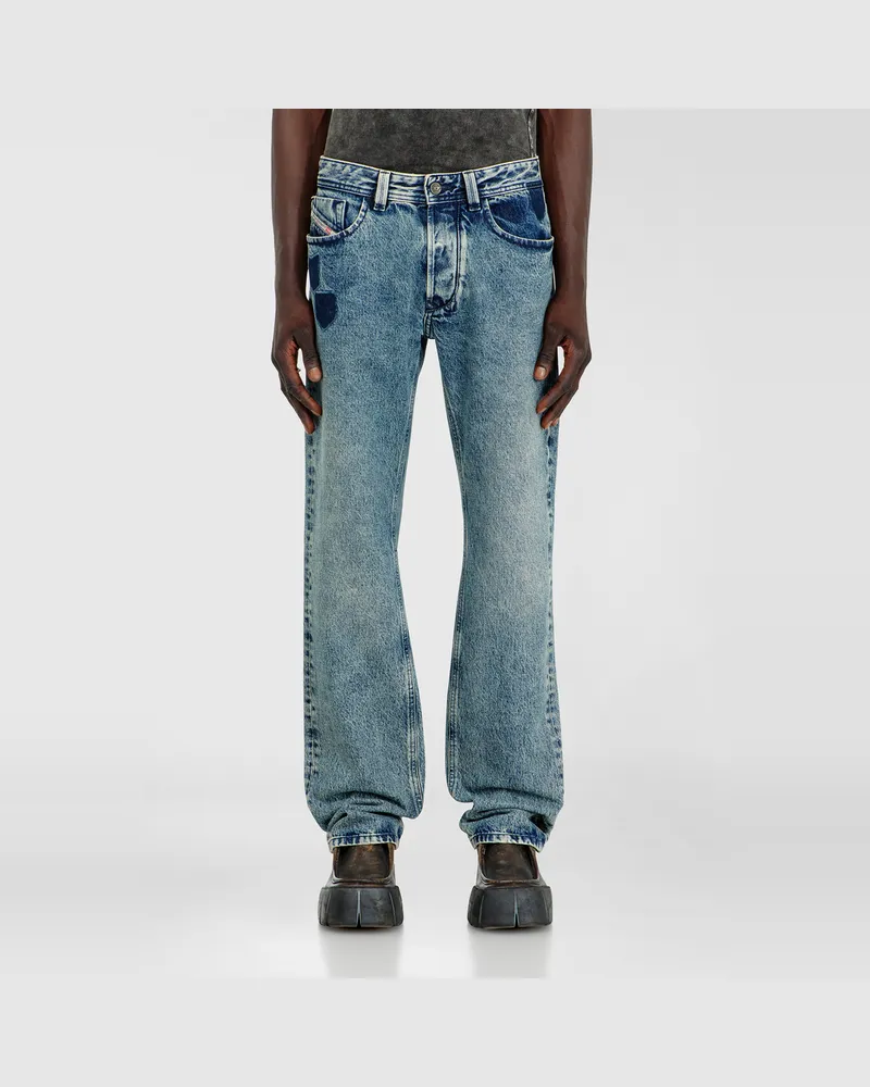 Diesel Regular Jeans Low Waist 1985 Larkee, Mittelblau, Knopfverschluss Blau