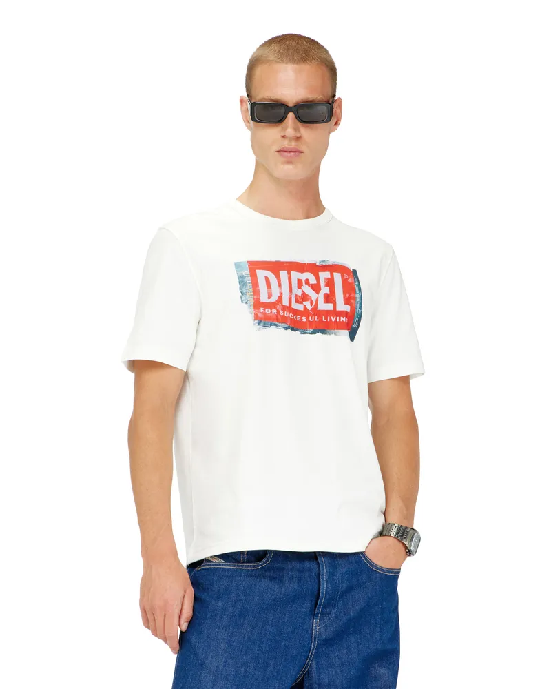 Diesel T-Shirt mit Logo in Knitter-Optik - T-Shirts - Herren - Weiss Weiss