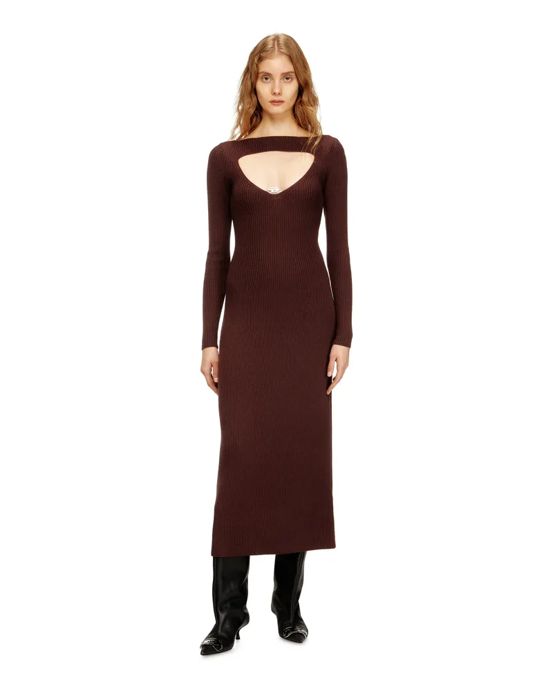 Diesel Midikleid aus Wolle mit Intarsienmuster - Kleider - Damen - Rot Rot