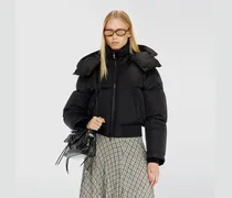 Wrinkled-nylon Daunenjacke mit abnehmbarer Kapuze - Winterjacken - Damen - Schwarz