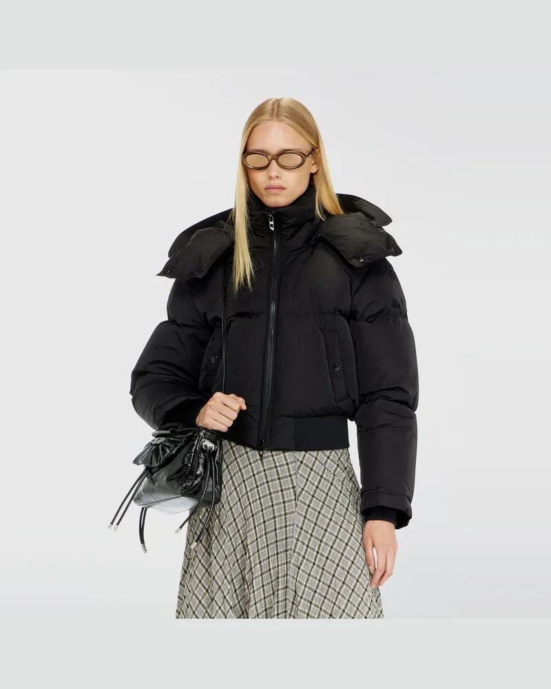 Diesel Wrinkled-nylon Daunenjacke mit abnehmbarer Kapuze - Winterjacken - Damen - Schwarz Schwarz