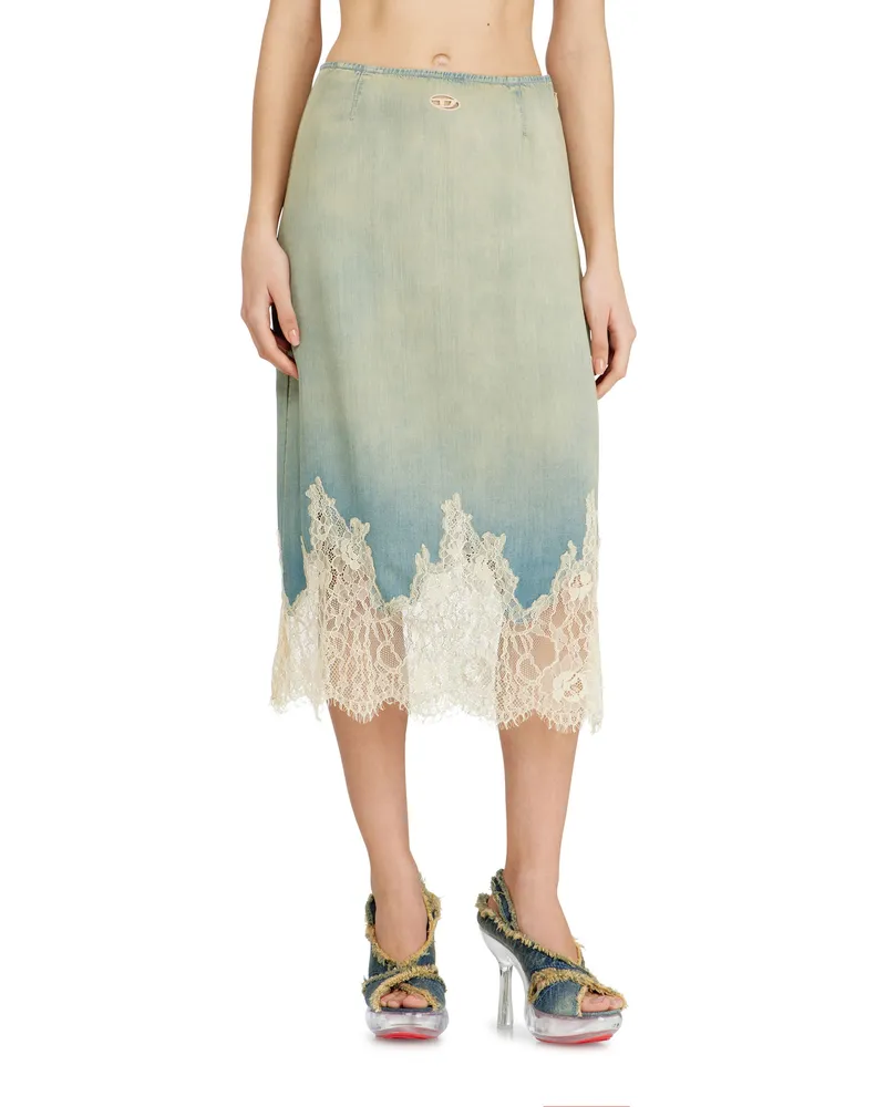 Diesel Midirock aus Denim und Spitze - Röcke - Damen - Blau Blau