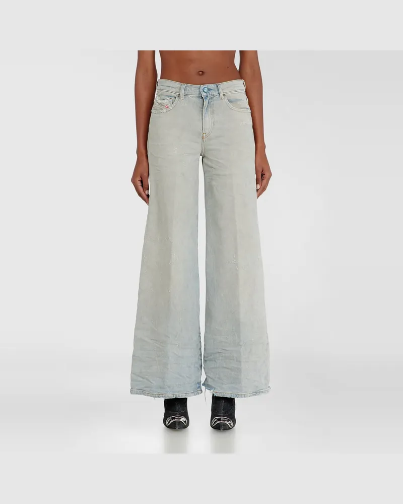 Diesel Flare Jeans Regular Waist 1978 D-Akemi, Hellblau, Reißverschluss Blau