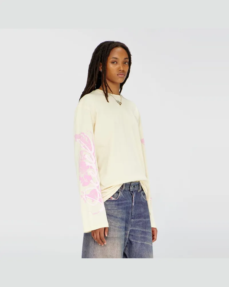 Diesel Langarmshirt mit Grafikprints und Kristallen - T-Shirts - Damen - Gelb Gelb
