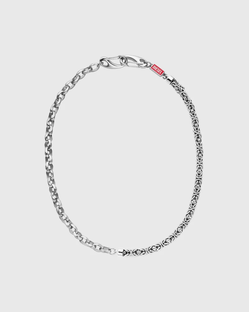 Diesel Mehrreihige Halskette aus Edelstahl - Halsketten - Unisex - Silber Silber