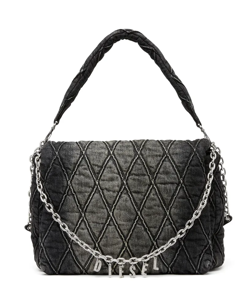 Diesel Charm-D L-Große Schultertasche aus Steppdenim - Schultertaschen - Damen - Schwarz Schwarz