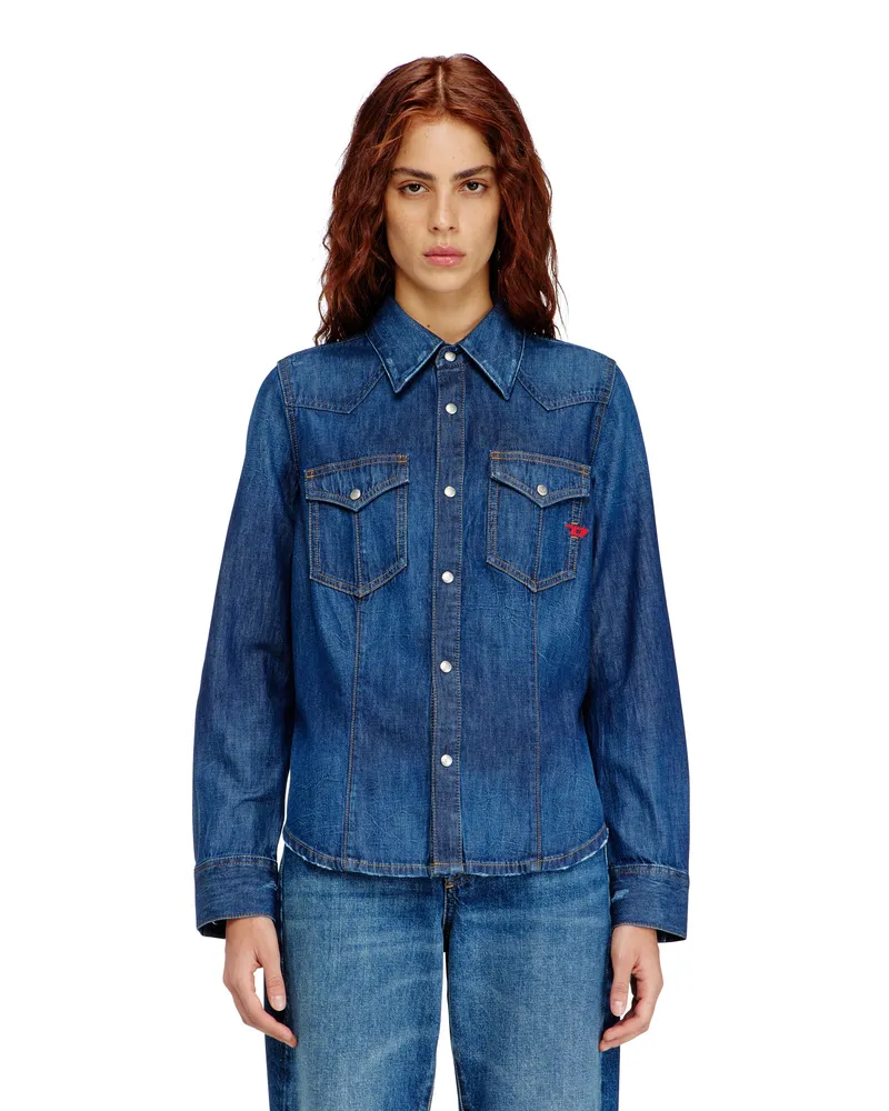 Diesel Westernhemd aus Clean-Wash-Denim - Denimhemden - Damen - Blau Blau