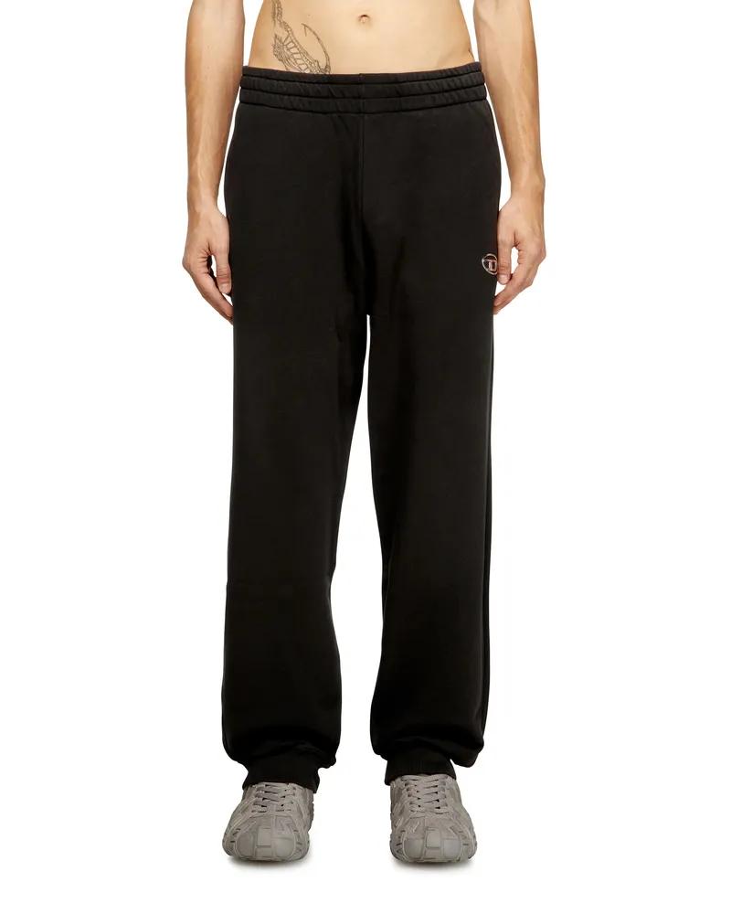 Diesel Cotton sweatpants with metallic Oval D - Hosen - Herren - Schwarz Schwarz
