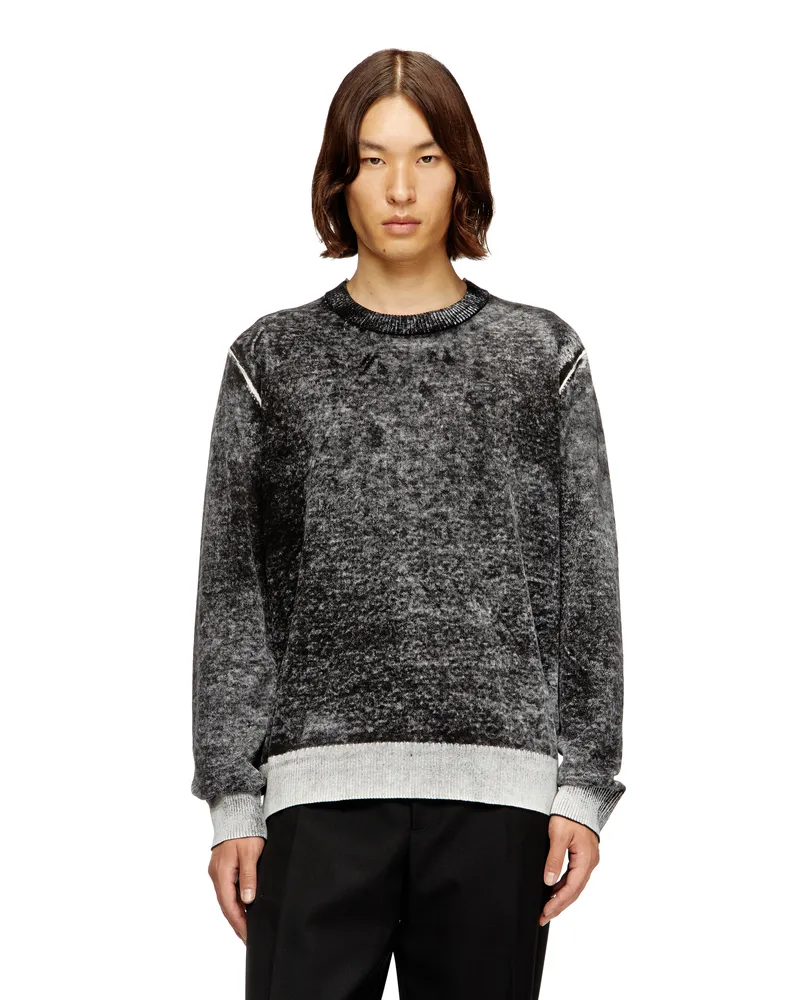 Diesel Pullover mit verblasstem Rückendruck - Strickwaren - Herren - Grau Grau