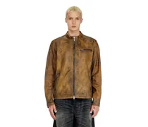 Biker jacket aus behandeltem Leder - Lederjacken - Herren - Braun