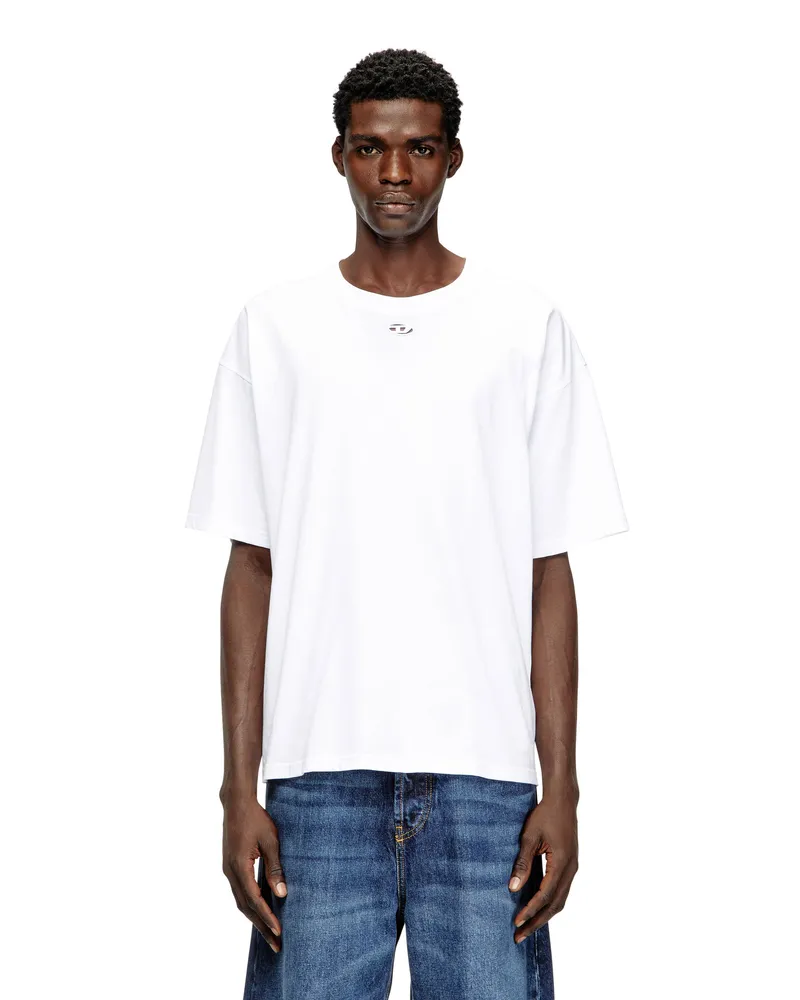 Diesel Locker geschnittenes Baumwoll-T-Shirt mit Oval D Stickerei - T-Shirts - Herren - Weiss Weiss