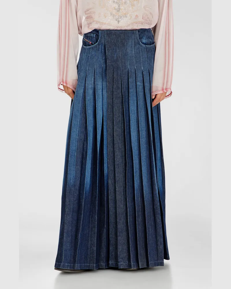 Diesel Langer Wickelrock aus plissiertem Denim - Denim Kurze Hose - Unisex 
