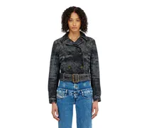 Cropped Denimjacke mit Gürtel - Denim jacken - Damen - Schwarz