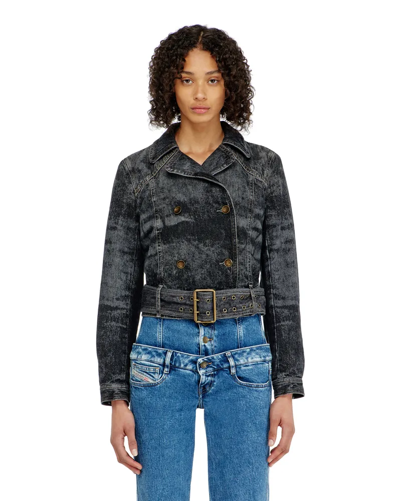 Diesel Cropped Denimjacke mit Gürtel - Denim jacken - Damen - Schwarz Schwarz